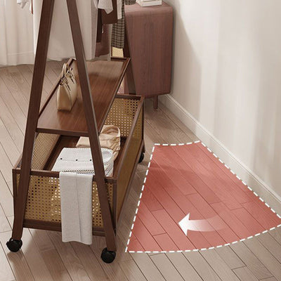 Hall Tree Coat Rack with Bamboo Wood and Rattan Basket | Stylish Entryway Storage Solution 8