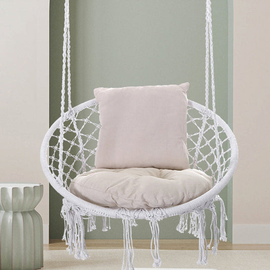 Hanging Chair | Cotton Rope & Steel | Coastal Design for Outdoor Garden Relaxation 3