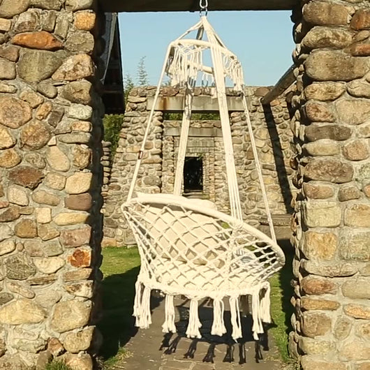 Hanging Chair | Cotton Rope & Steel | Coastal Design for Outdoor Garden Relaxation 8