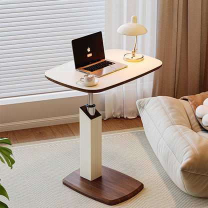 Height-Adjustable Scandinavian Side Table with Saddle Leather Finish | Versatile End Table for Living Room 0