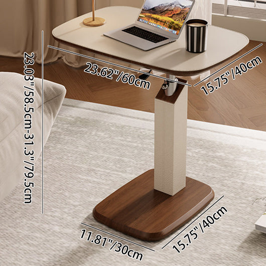 Height-Adjustable Scandinavian Side Table with Saddle Leather Finish | Versatile End Table for Living Room 3
