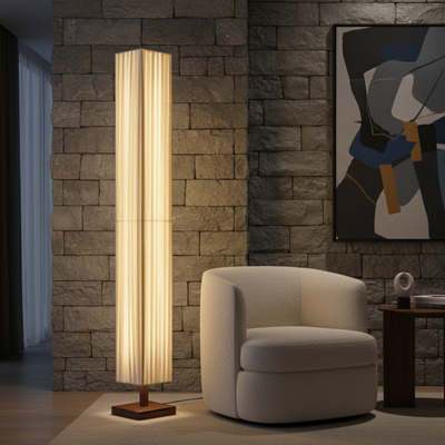 Hikari | Elegant Minimalist Walnut Wood Floor Lamp with Warm LED Light 0