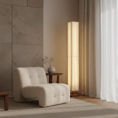 Hikari | Elegant Minimalist Walnut Wood Floor Lamp with Warm LED Light 1