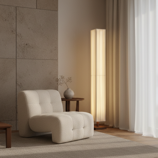 Hikari | Elegant Minimalist Walnut Wood Floor Lamp with Warm LED Light 1