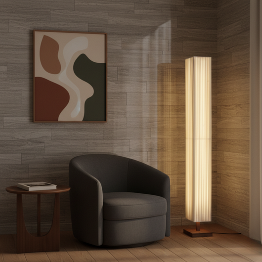Hikari | Elegant Minimalist Walnut Wood Floor Lamp with Warm LED Light 3
