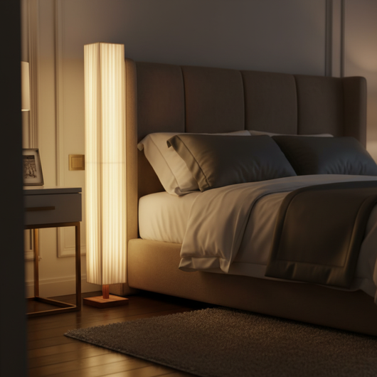 Hikari | Elegant Minimalist Walnut Wood Floor Lamp with Warm LED Light 4