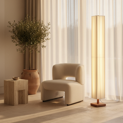 Hikari | Elegant Minimalist Walnut Wood Floor Lamp with Warm LED Light 5