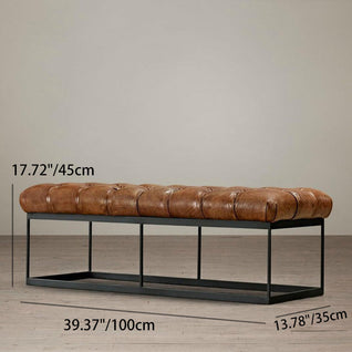 Industrial Bench | PU Leather Upholstery, Sturdy Iron Frame | Entryway & Living Room