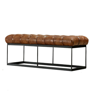 Industrial Bench | PU Leather Upholstery, Sturdy Iron Frame | Entryway & Living Room