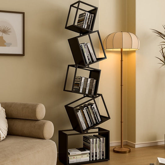 Iron Bookshelf with 5 Shelves | Modern Creative Design for Home Office Storage 0