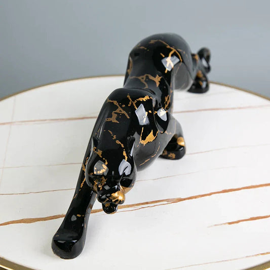 Jaguar Stone Sculpture | Hand-Carved Art Piece with Elegant Design | Perfect for Living Room or Office Decor 0