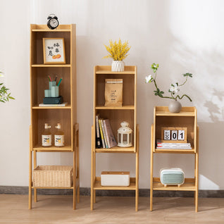 Japanese Bamboo Bookshelf with Stylish Storage | Eco-Friendly Design for Living Room