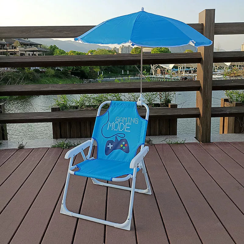 Kids Outdoor Recliner Chair | Foldable PP & Metal Design with Sunshade | Garden & Beach Use 11