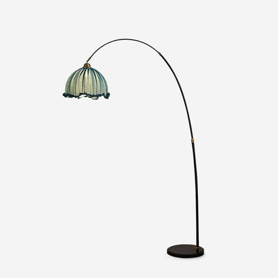 Kimala | Elegant Modern Arc Floor Lamp with Black Metal Base and Fabric Shade 7