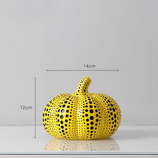 Kusama Yayoi Style Pumpkin Sculpture | Contemporary Resin Art Decor | Elegant Home Accent for Living Room or Entryway 0