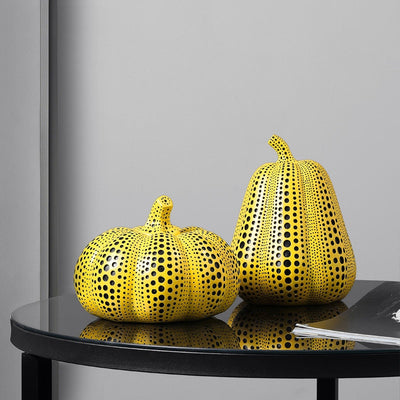 Kusama Yayoi Style Pumpkin Sculpture | Contemporary Resin Art Decor | Elegant Home Accent for Living Room or Entryway 3