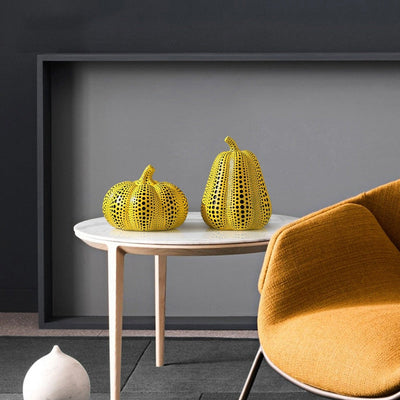 Kusama Yayoi Style Pumpkin Sculpture | Contemporary Resin Art Decor | Elegant Home Accent for Living Room or Entryway 6