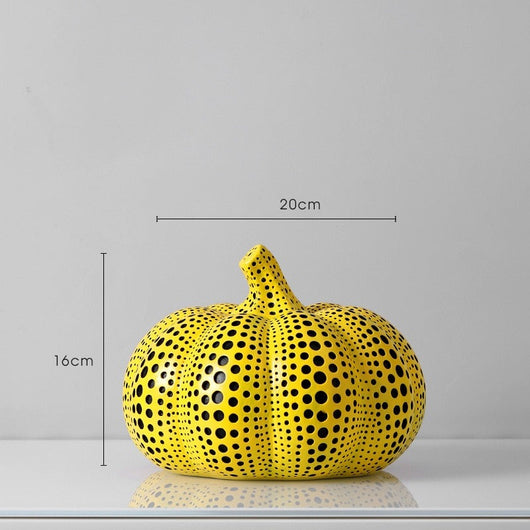 Kusama Yayoi Style Pumpkin Sculpture | Contemporary Resin Art Decor | Elegant Home Accent for Living Room or Entryway 8
