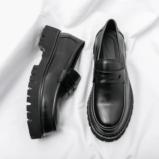 Logan | Men's Loafers Chunky Sole Black Genuine Leather Men Adult 0