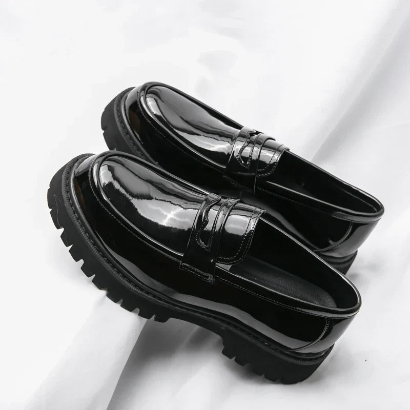 Logan | Men's Loafers Chunky Sole Black Genuine Leather Men Adult 1