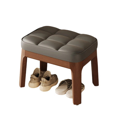 Low Stool | PU Leather & Solid Wood | Comfortable Seating | Entryway & Living Room 6