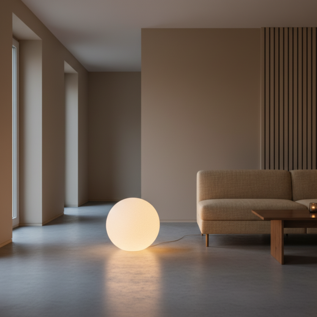 LunaBall | Elegant Modern Resin Globe Floor Lamp for Cozy Living Room Spaces 0