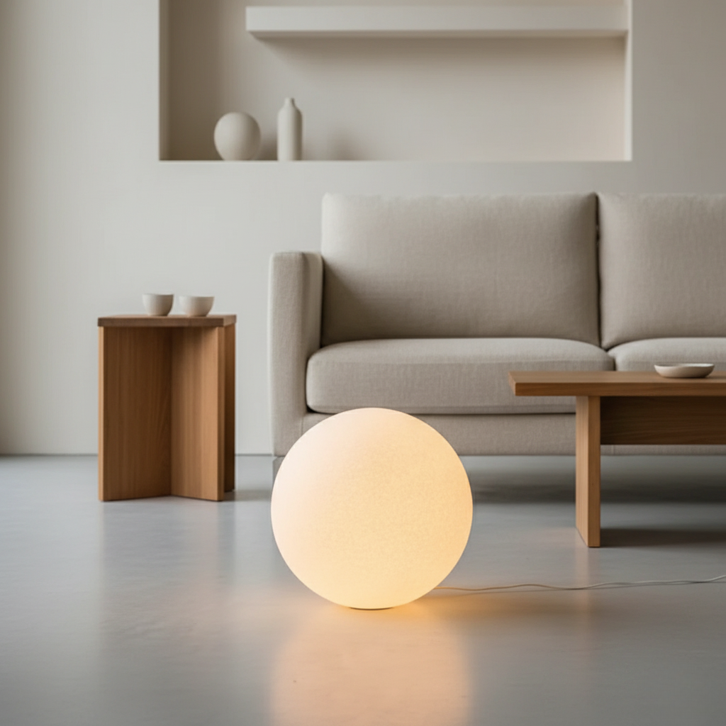 LunaBall | Elegant Modern Resin Globe Floor Lamp for Cozy Living Room Spaces 1