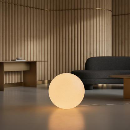 LunaBall | Elegant Modern Resin Globe Floor Lamp for Cozy Living Room Spaces 6
