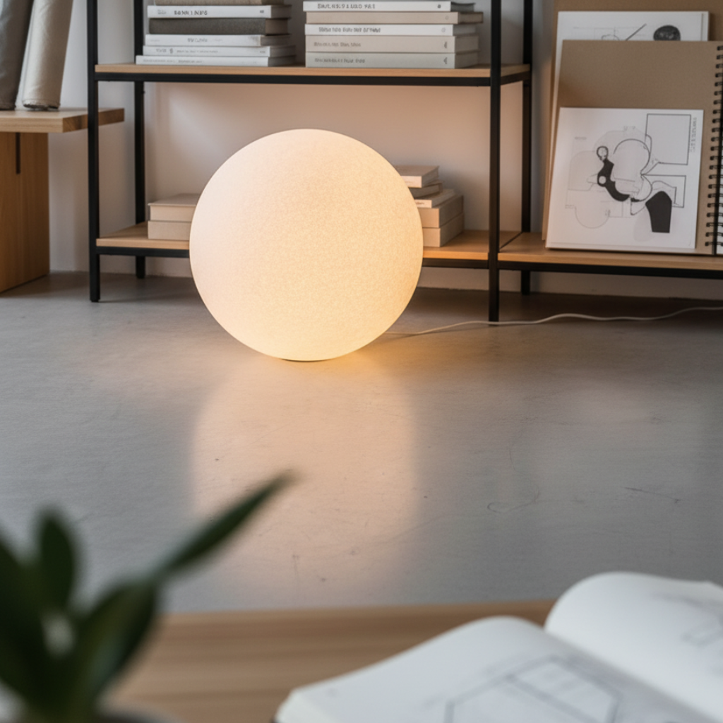 LunaBall | Elegant Modern Resin Globe Floor Lamp for Cozy Living Room Spaces 7