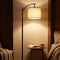 LuxeArc | Modern Adjustable Height Floor Lamp with Fabric Shade and Marble Base