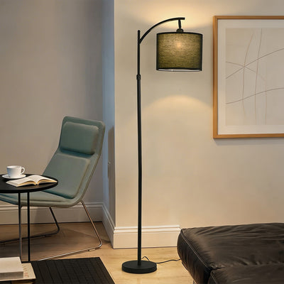 LuxeArc | Modern Adjustable Height Floor Lamp with Fabric Shade and Marble Base 1