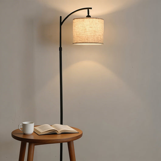 LuxeArc | Modern Adjustable Height Floor Lamp with Fabric Shade and Marble Base 2