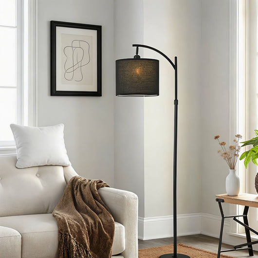 LuxeArc | Modern Adjustable Height Floor Lamp with Fabric Shade and Marble Base 3