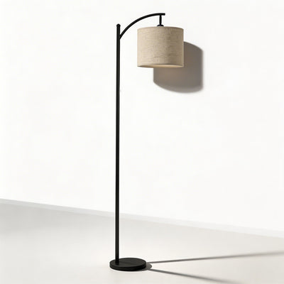 LuxeArc | Modern Adjustable Height Floor Lamp with Fabric Shade and Marble Base 4
