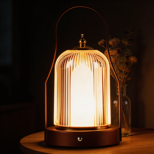LuxeAura | Elegant Cordless LED Table Lamp with Brass Handle and Adjustable Color Temperature 1
