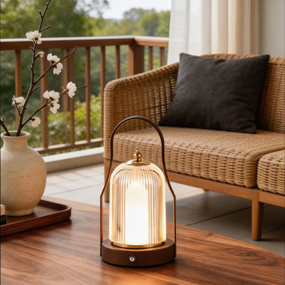 LuxeAura | Elegant Cordless LED Table Lamp with Brass Handle and Adjustable Color Temperature 2