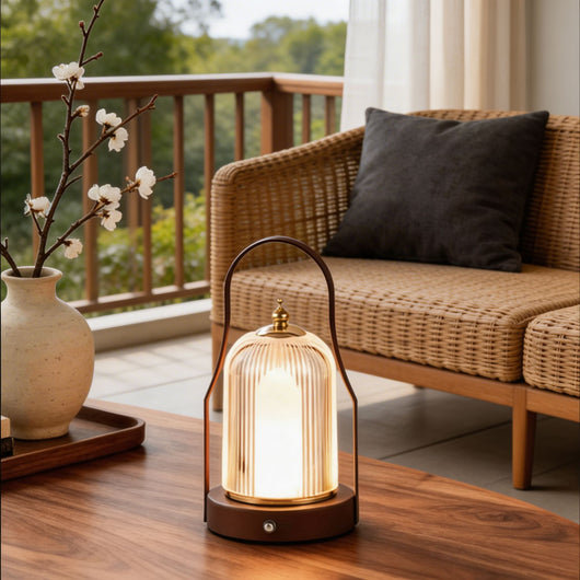 LuxeAura | Elegant Cordless LED Table Lamp with Brass Handle and Adjustable Color Temperature 2