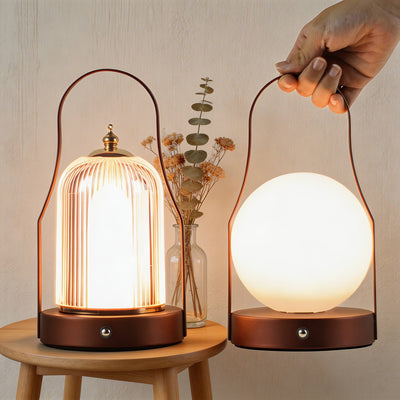 LuxeAura | Elegant Cordless LED Table Lamp with Brass Handle and Adjustable Color Temperature 5