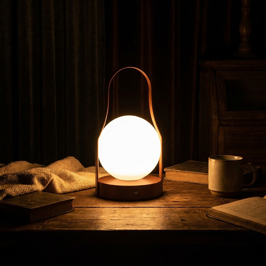 LuxeAura | Elegant Cordless LED Table Lamp with Brass Handle and Adjustable Color Temperature 6