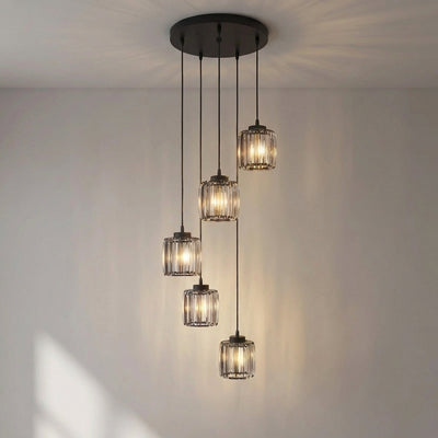 LuxeAura | Elegant Ribbed Glass Multi-Head Kitchen Pendant Lighting Fixture 0