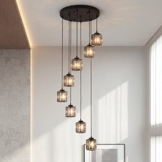 LuxeAura | Elegant Ribbed Glass Multi-Head Kitchen Pendant Lighting Fixture
