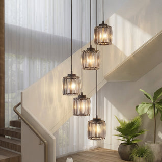 LuxeAura | Elegant Ribbed Glass Multi-Head Kitchen Pendant Lighting Fixture