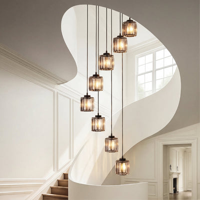 LuxeAura | Elegant Ribbed Glass Multi-Head Kitchen Pendant Lighting Fixture 4