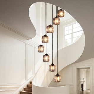 LuxeAura | Elegant Ribbed Glass Multi-Head Kitchen Pendant Lighting Fixture