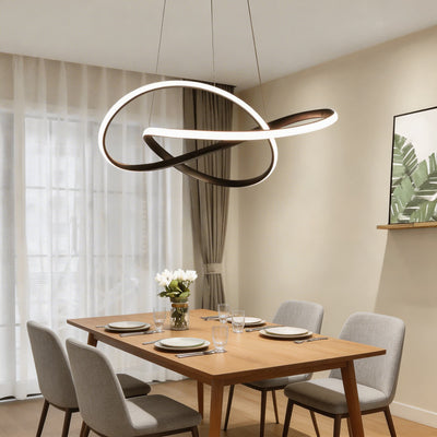 LuxeRibbon | Modern Adjustable LED Chandelier Light in Aluminum for Dining Room 0