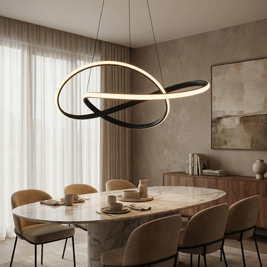 LuxeRibbon | Modern Adjustable LED Chandelier Light in Aluminum for Dining Room 1