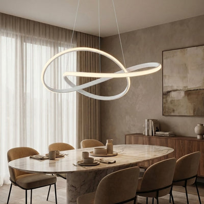 LuxeRibbon | Modern Adjustable LED Chandelier Light in Aluminum for Dining Room 2