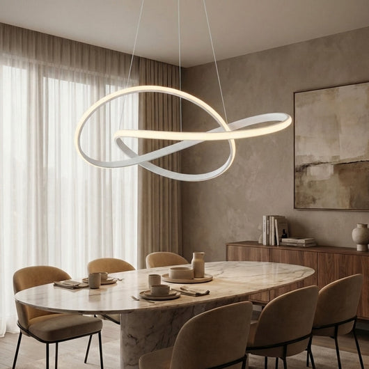 LuxeRibbon | Modern Adjustable LED Chandelier Light in Aluminum for Dining Room 2