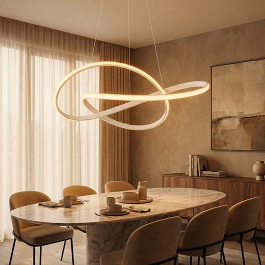 LuxeRibbon | Modern Adjustable LED Chandelier Light in Aluminum for Dining Room 3