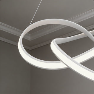 LuxeRibbon | Modern Adjustable LED Chandelier Light in Aluminum for Dining Room